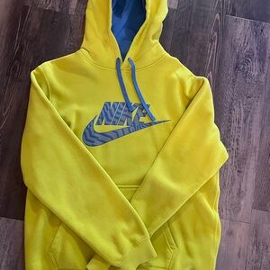 Nike Yellow Hoodie with Blue Logo